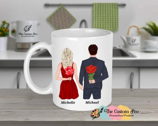 Custom Couples Valentines Day Gift Mug - Personalized Couple Mug - His and Her Mug - Couple in Love Mug