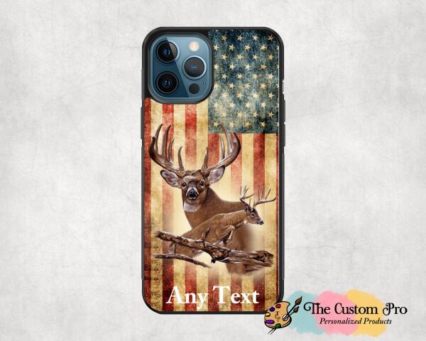 Custom Deer Distressed American Flag iPhone 12 PRO MAX Case Cover