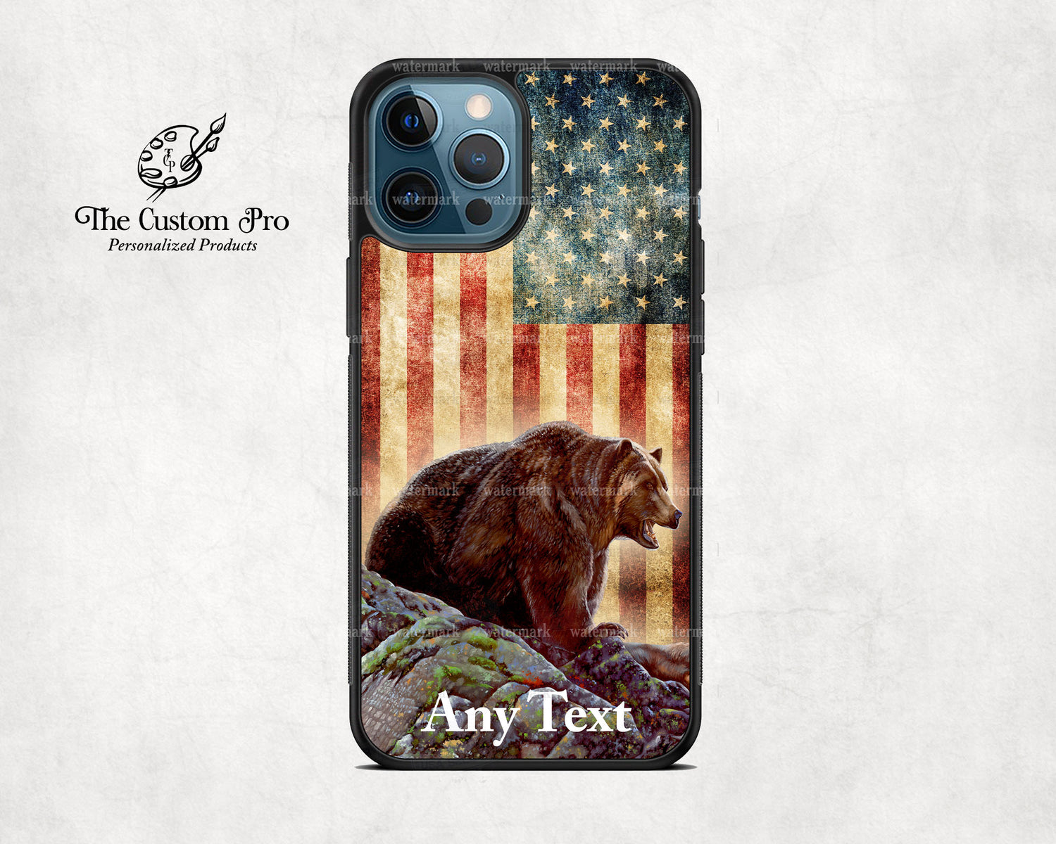 Wild Life Grizzly Bear US Distressed Flag