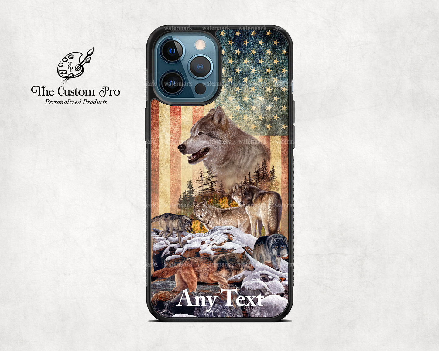Mystical Wolf Pack Collage American Flag